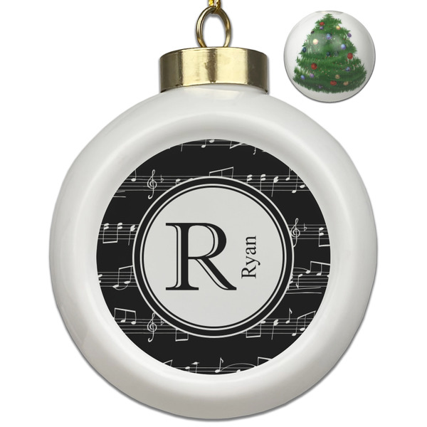 Custom Musical Notes Ceramic Ball Ornament - Christmas Tree (Personalized)