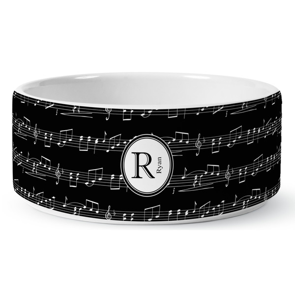 Musical Notes Ceramic Dog Bowl - Medium - Front