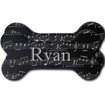 Musical Notes Ceramic Dog Ornament - Front & Back w/ Name and Initial