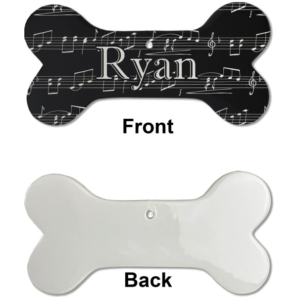 Musical Notes Ceramic Flat Ornament - Bone Front & Back Single Print (APPROVAL)