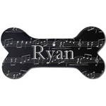 Musical Notes Ceramic Dog Ornament - Front w/ Name and Initial