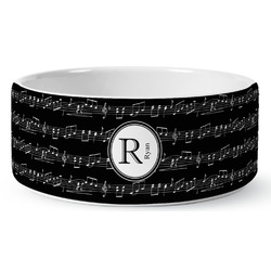 Musical Notes Ceramic Dog Bowl (Personalized)