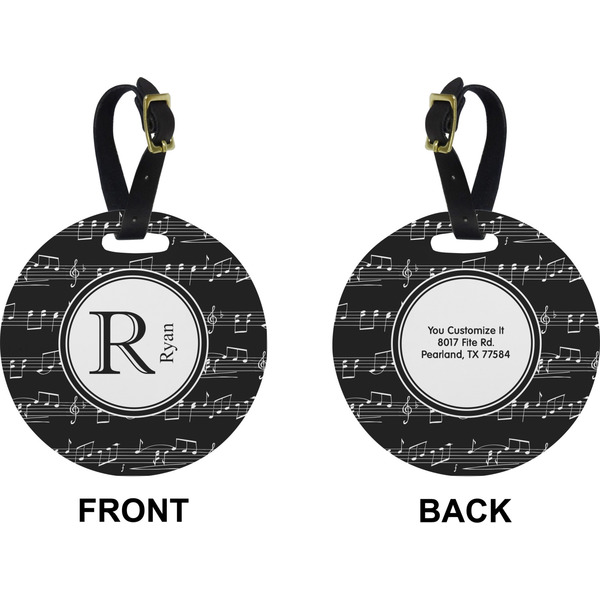 Musical Notes Circle Luggage Tag (Front + Back)