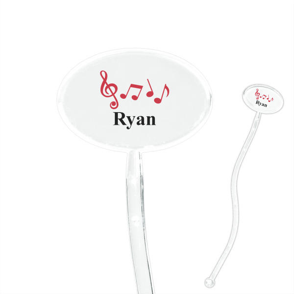 Custom Musical Notes 7" Oval Plastic Stir Sticks - Clear (Personalized)