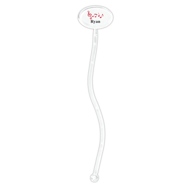 Musical Notes Clear Plastic 7" Stir Stick - Oval - Single Stick