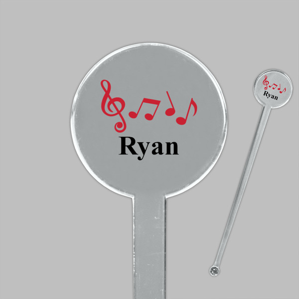 Musical Notes Clear Plastic 7" Stir Stick - Round - Closeup