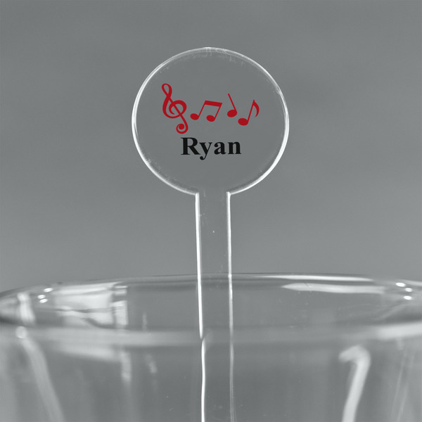 Custom Musical Notes 7" Round Plastic Stir Sticks - Clear (Personalized)