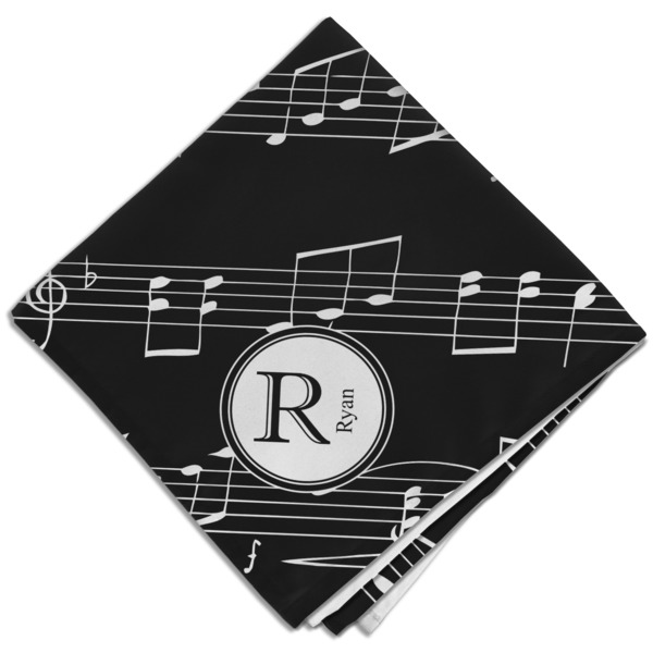 Custom Musical Notes Cloth Dinner Napkin - Single w/ Name and Initial