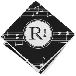 Musical Notes Cloth Cocktail Napkin - Single w/ Name and Initial
