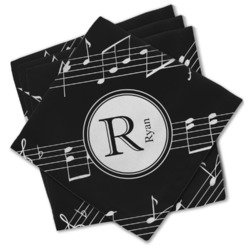 Musical Notes Cloth Cocktail Napkins - Set of 4 w/ Name and Initial