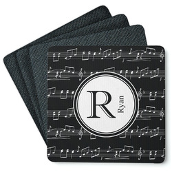 Musical Notes Square Rubber Backed Coasters - Set of 4 (Personalized)