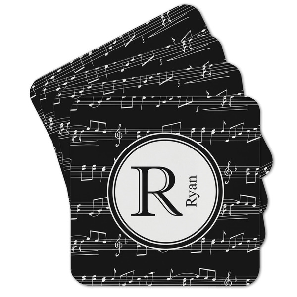 Custom Musical Notes Cork Coaster - Set of 4 w/ Name and Initial