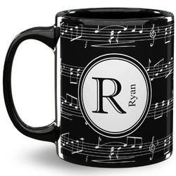 Musical Notes 11 Oz Coffee Mug - Black (Personalized)