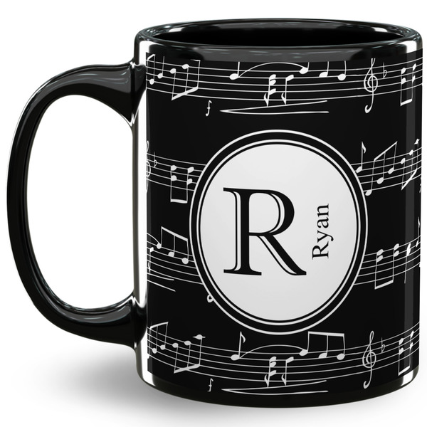 Custom Musical Notes 11 Oz Coffee Mug - Black (Personalized)