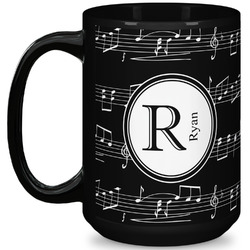 Musical Notes 15 Oz Coffee Mug - Black (Personalized)