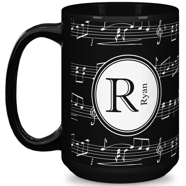 Custom Musical Notes 15 Oz Coffee Mug - Black (Personalized)
