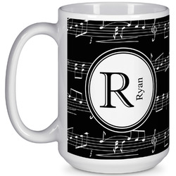 Musical Notes 15 Oz Coffee Mug - White (Personalized)