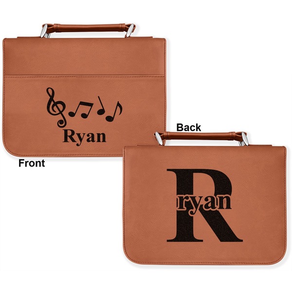 Musical Notes Cognac Leatherette Bible Covers - Large Double Sided Apvl