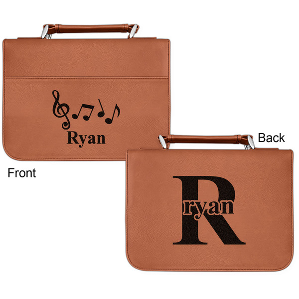 Musical Notes Cognac Leatherette Bible Covers - Small Double Sided Apvl