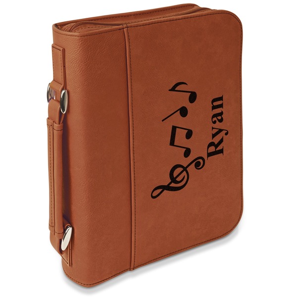Custom Musical Notes Leatherette Bible Cover with Handle & Zipper - Large- Single Sided (Personalized)