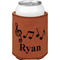 Musical Notes Cognac Leatherette Can Sleeve - Single Front