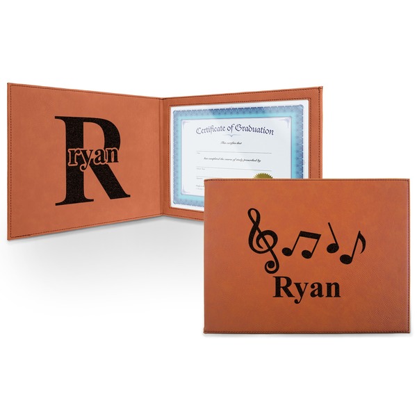 Custom Musical Notes Leatherette Certificate Holder (Personalized)