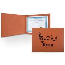 Musical Notes Leatherette Certificate Holder - Front (Personalized)