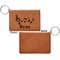 Musical Notes Cognac Leatherette Keychain ID Holders - Front Apvl