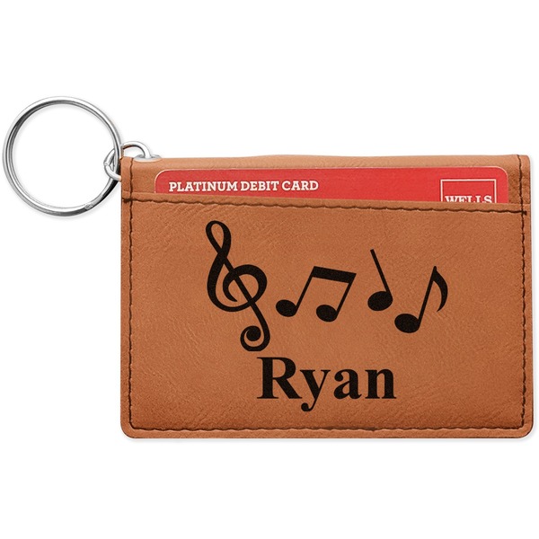Custom Musical Notes Leatherette Keychain ID Holder (Personalized)