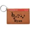 Musical Notes Cognac Leatherette Keychain ID Holders - Front Credit Card