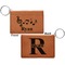 Musical Notes Cognac Leatherette Keychain ID Holders - Front and Back Apvl
