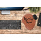Musical Notes Cognac Leatherette Mousepad with Wrist Support - Lifestyle Image