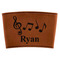 Musical Notes Cognac Leatherette Mug Sleeve - Flat