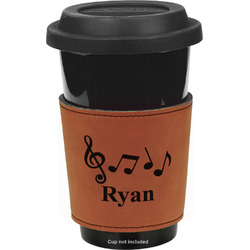 Musical Notes Leatherette Cup Sleeve - Single Sided (Personalized)