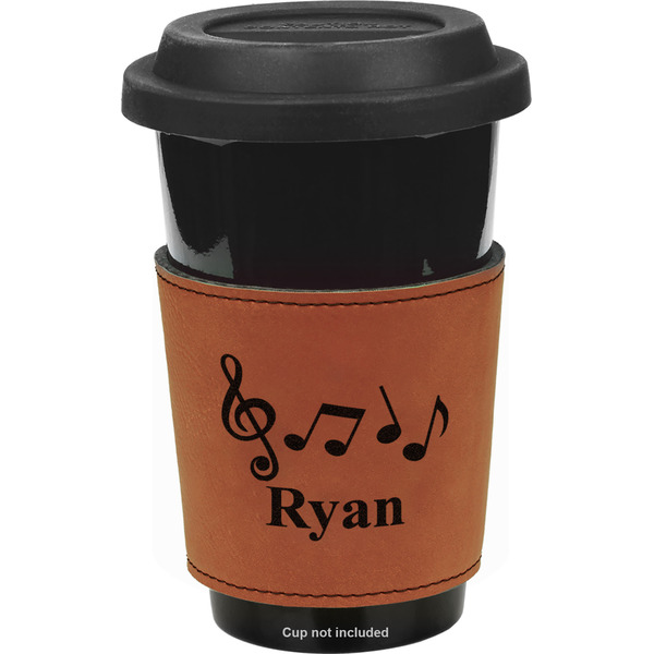 Custom Musical Notes Leatherette Cup Sleeve - Single Sided (Personalized)