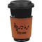 Musical Notes Cognac Leatherette Mug Sleeve - Front