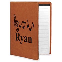 Musical Notes Leatherette Portfolio with Notepad - Large - Single Sided (Personalized)