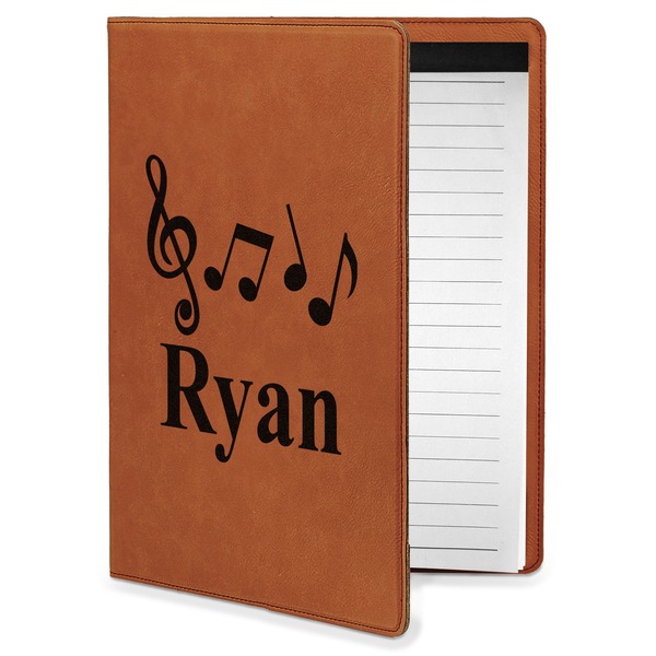 Custom Musical Notes Leatherette Portfolio with Notepad - Small - Double Sided (Personalized)