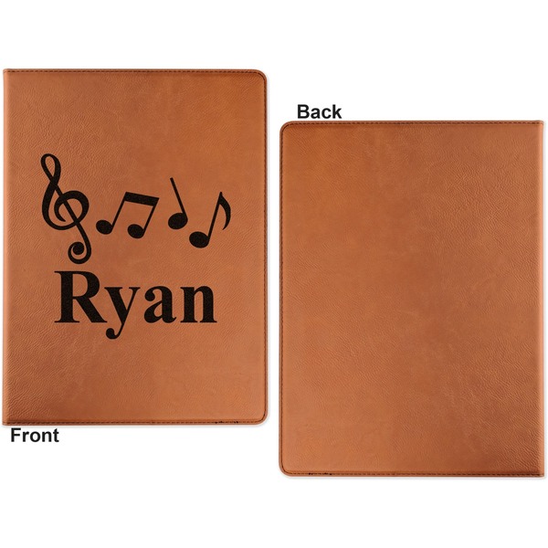 Musical Notes Cognac Leatherette Portfolios with Notepad - Small - Single Sided- Apvl