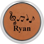 Musical Notes Set of 4 Leatherette Round Coasters w/ Silver Edge (Personalized)
