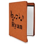 Musical Notes Leatherette Zipper Portfolio with Notepad - Single Sided (Personalized)