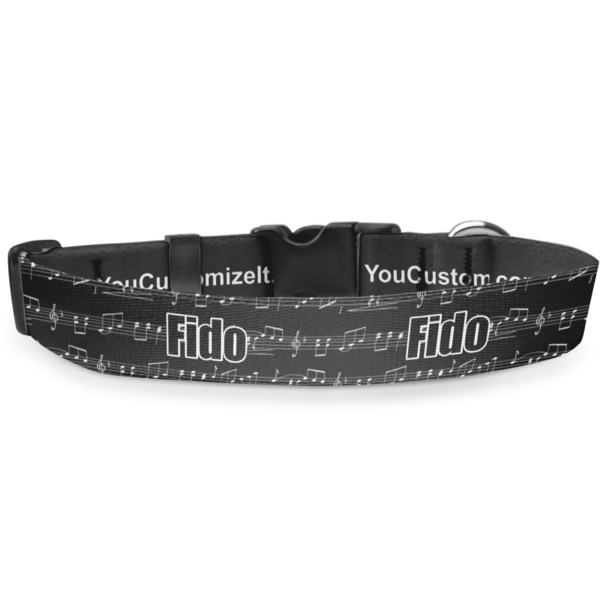 Custom Musical Notes Deluxe Dog Collar - Large (13" to 21") (Personalized)
