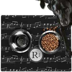 Musical Notes Dog Food Mat - Large w/ Name and Initial