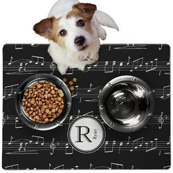 Musical Notes Dog Food Mat - Medium w/ Name and Initial
