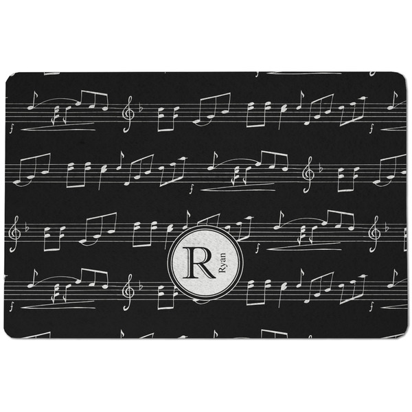 Custom Musical Notes Dog Food Mat w/ Name and Initial