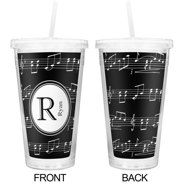 Musical Notes Double Wall Tumbler with Straw - Approval