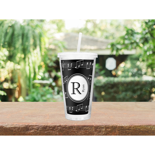 Musical Notes Double Wall Tumbler with Straw Lifestyle