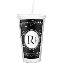 Musical Notes Double Wall Tumbler with Straw (Personalized)