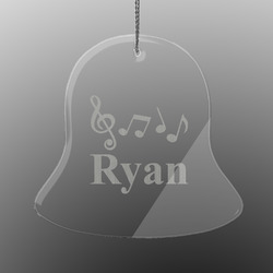 Musical Notes Engraved Glass Ornament - Bell (Personalized)