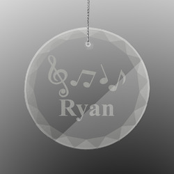 Musical Notes Engraved Glass Ornament - Round (Personalized)
